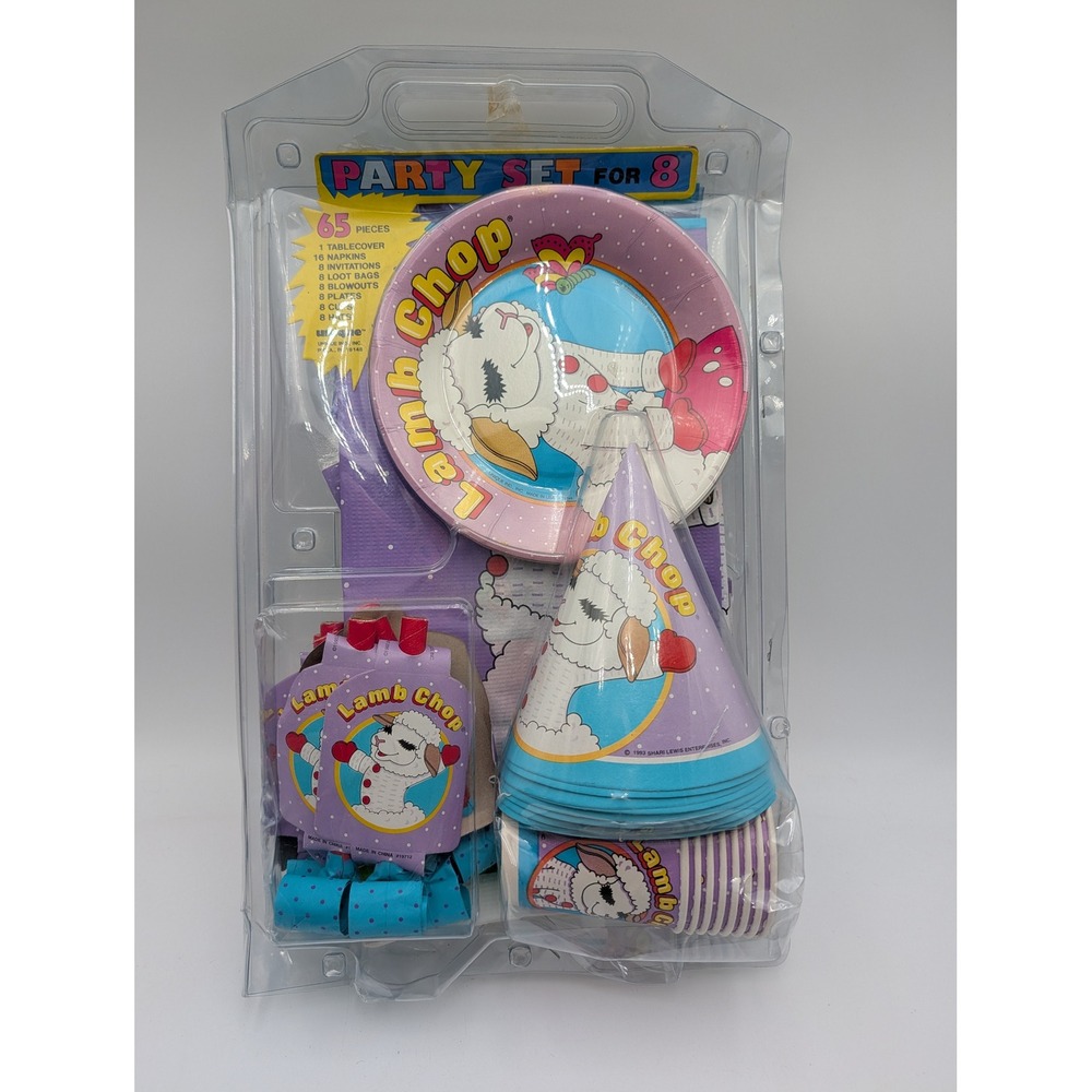 Unique Lamb Chop Party Set‎ Vintage 1993 Shari Lewis 8 Guest